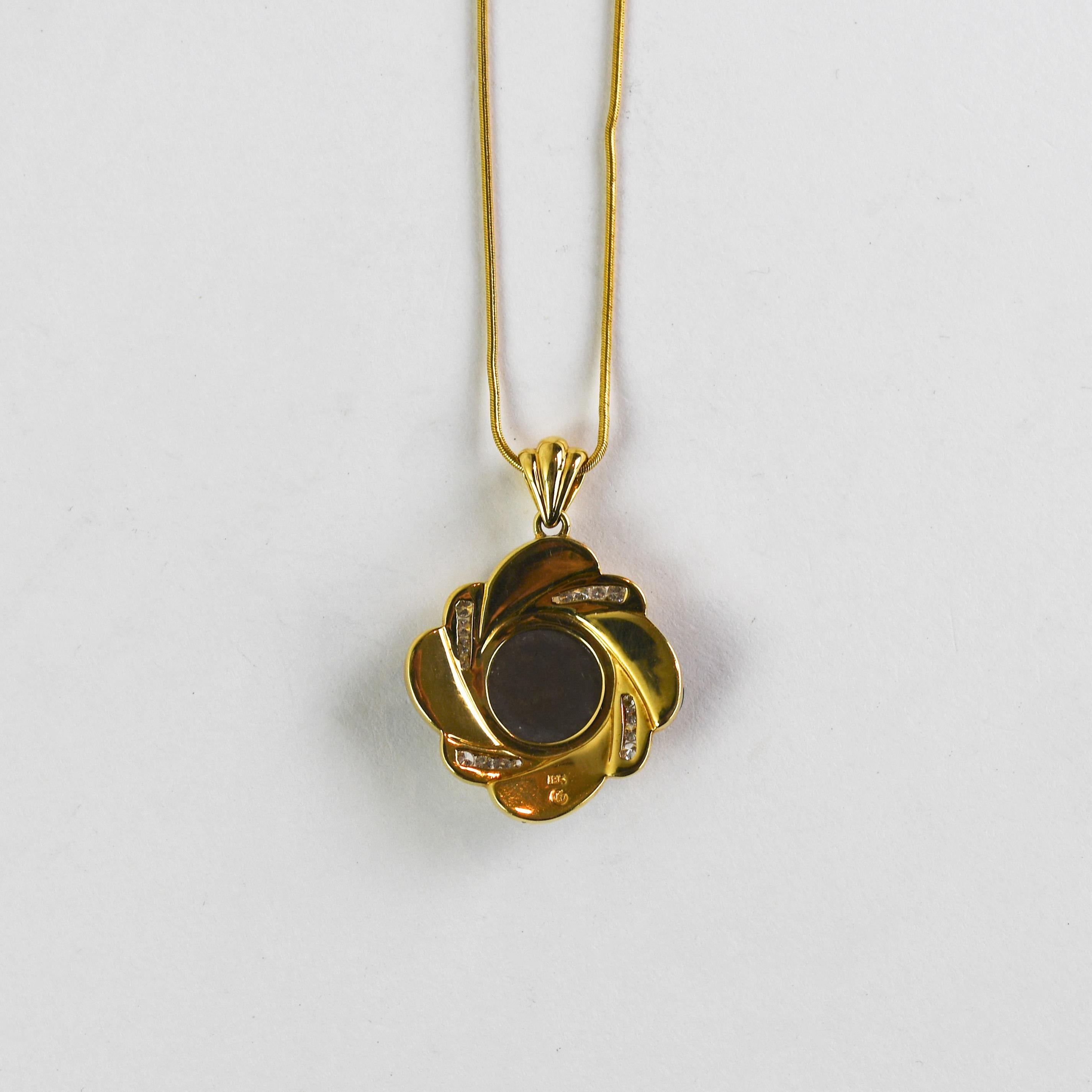 Collier pendentif en or jaune 18K et or jaune 14K en ammolite 12g Unisexe en vente