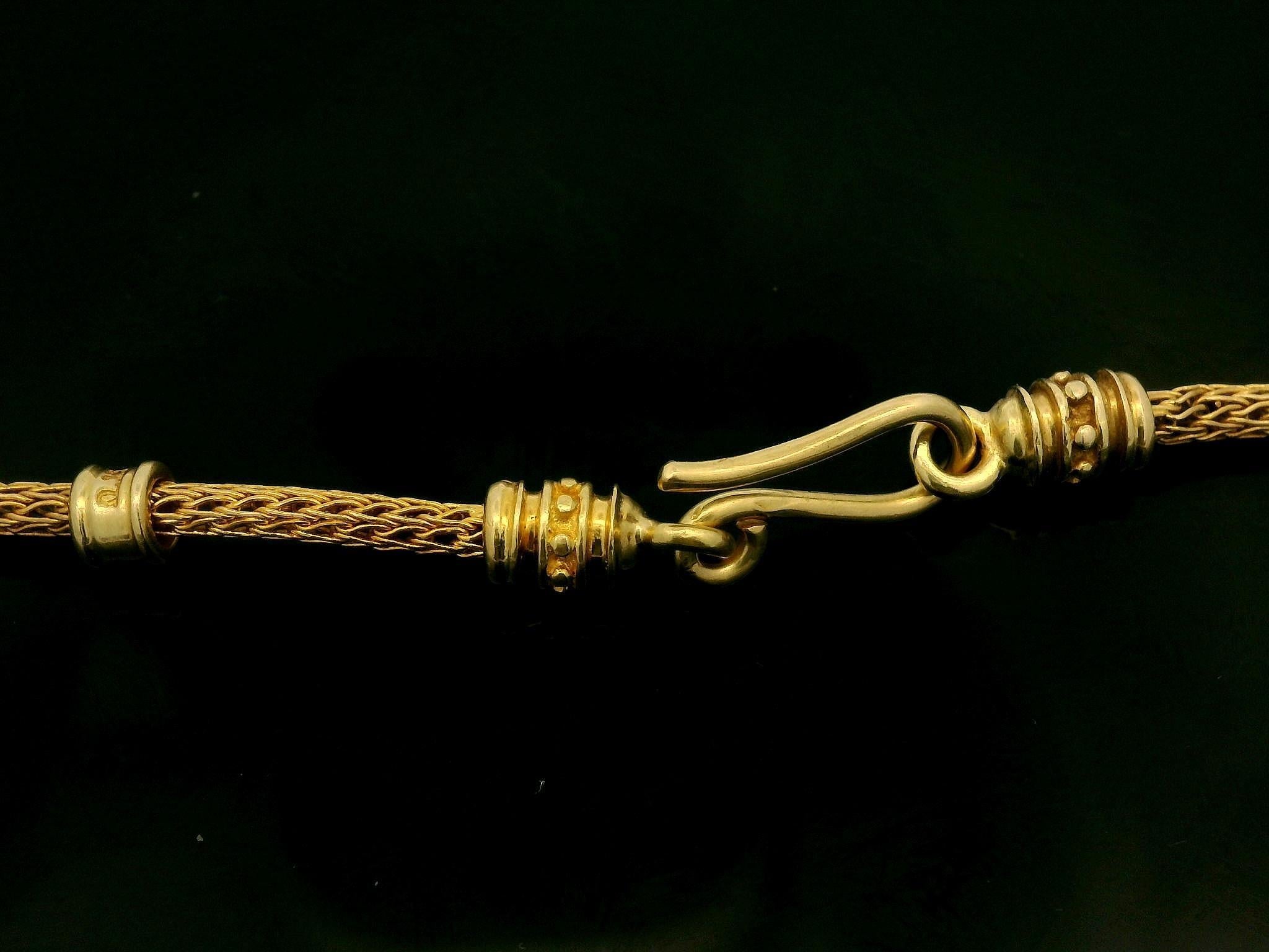 Collar de Cadena de Eslabones de Trigo en Tubo de Oro Amarillo de 18k de 15