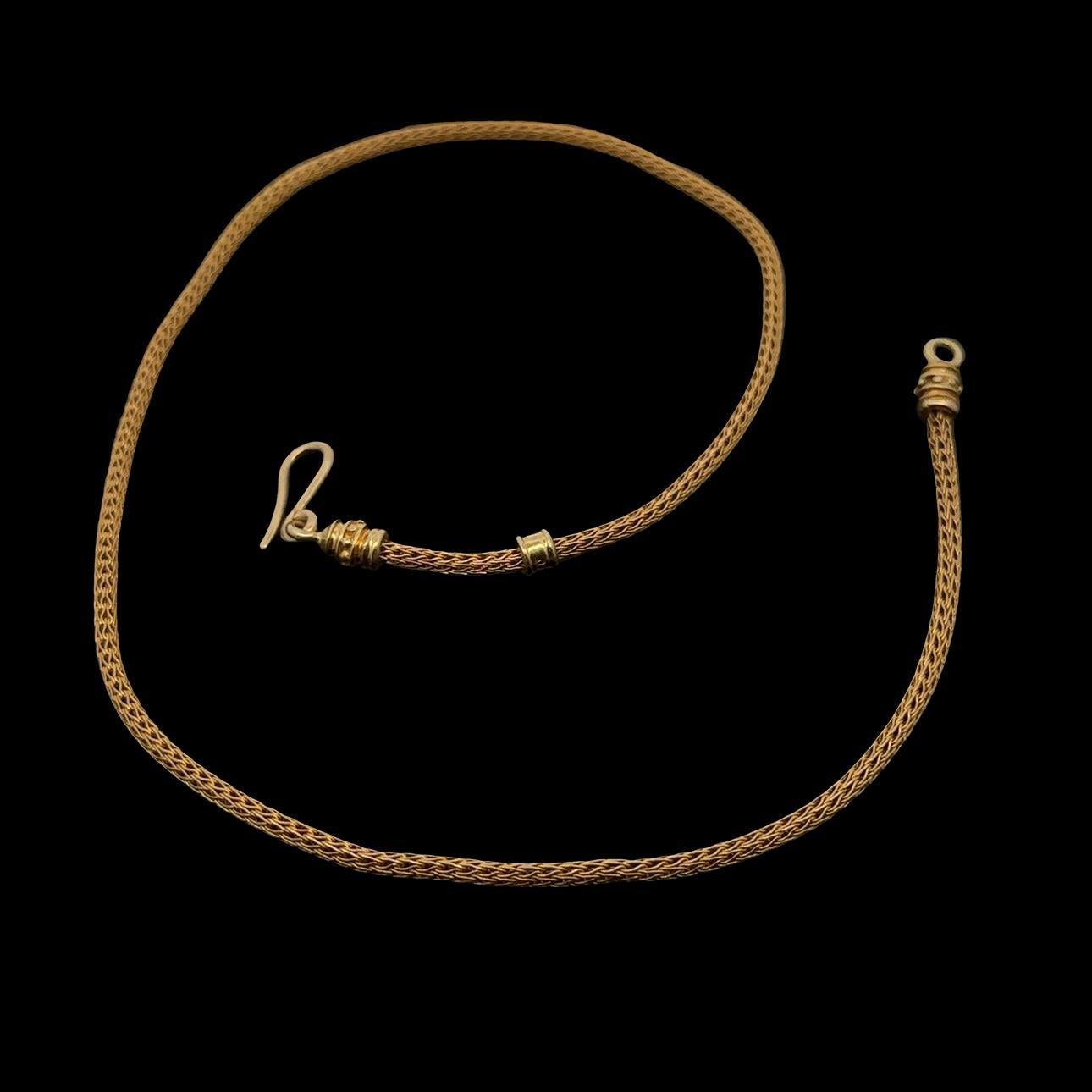 Collar de Cadena de Eslabones de Trigo en Tubo de Oro Amarillo de 18k de 15