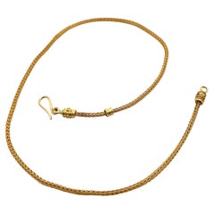 Collar de Cadena de Eslabones de Trigo en Tubo de Oro Amarillo de 18k de 15" con Cierre de Gancho