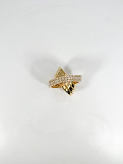 18K Yellow Gold 1.50 CTW Large Diamond Crossover Ring
