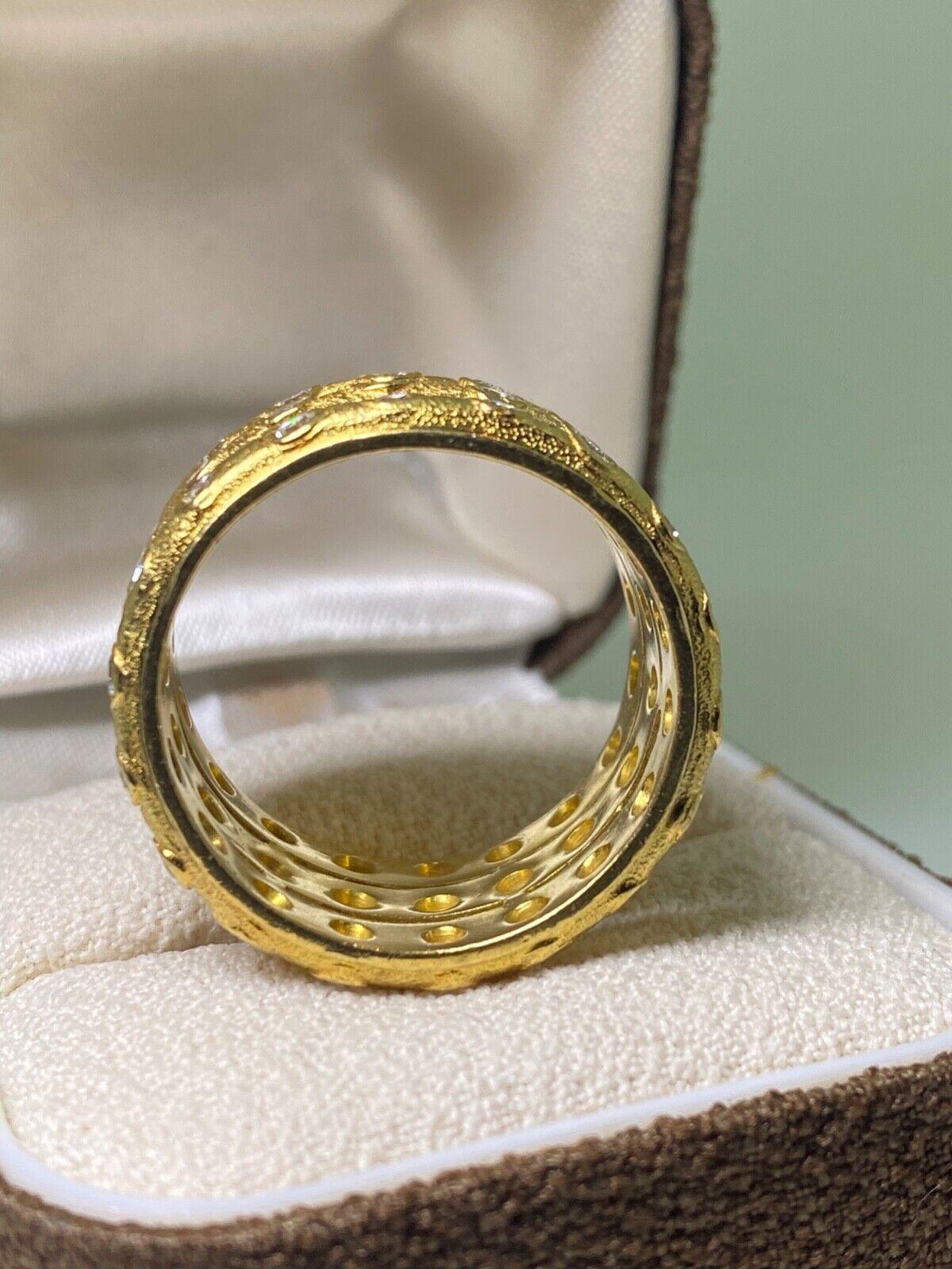 18K Yellow Gold & 1.50ct Diamond 3-Band French Handmade Ring. Valued at $10950 For Sale 1