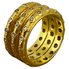 18K Yellow Gold & 1.50ct Diamond 3-Band French Handmade Ring. Valued at $10950