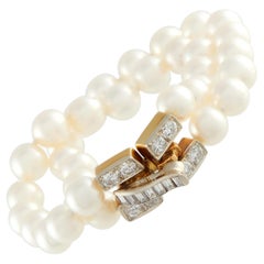 Pulsera de oro amarillo de 18 quilates con 1,50 ct de diamantes y perlas MF05-022326
