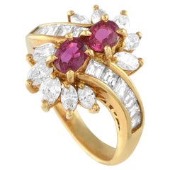 18K Yellow Gold 1.50ct Diamond and Ruby Ring