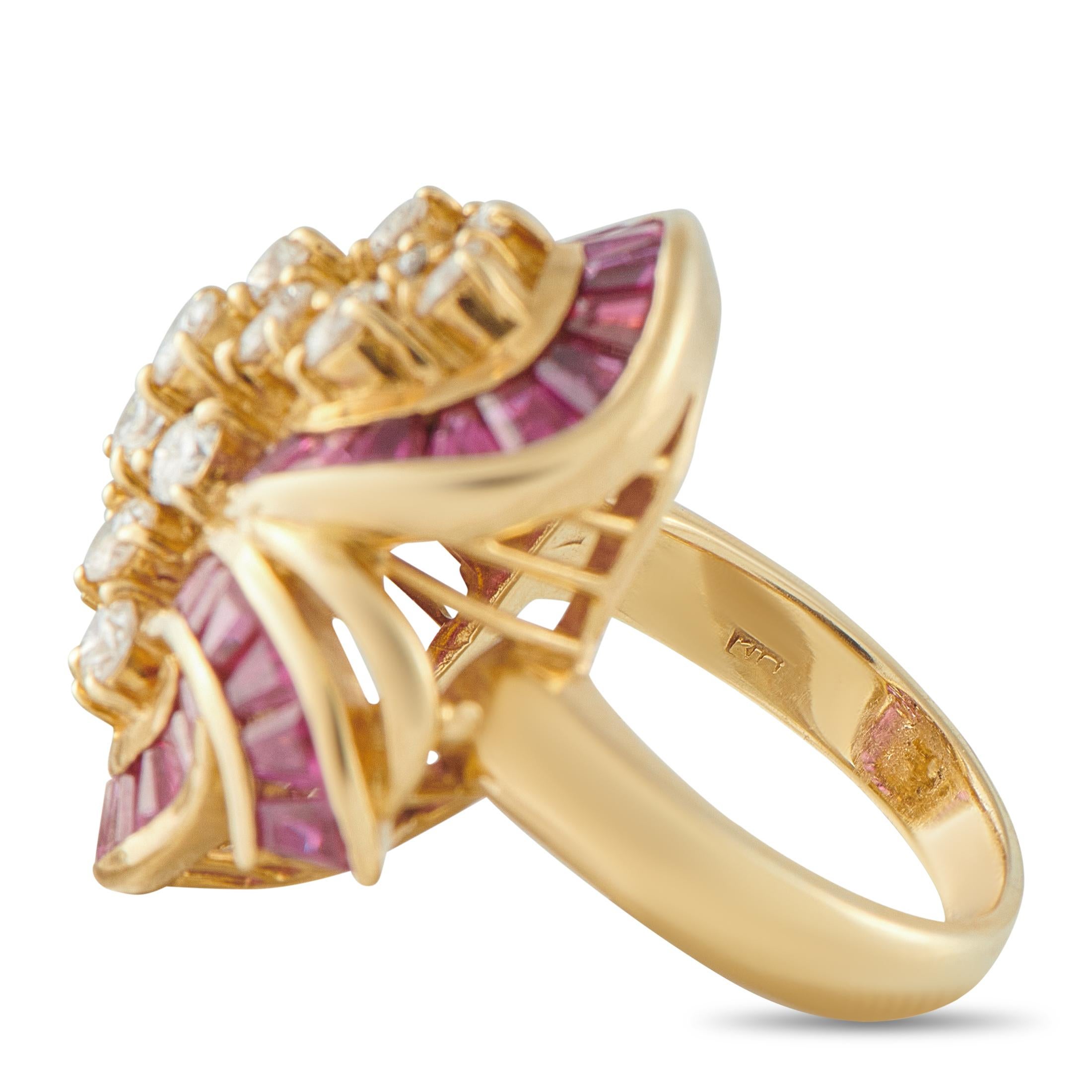 18K Yellow Gold 1.50ct Diamond and Ruby Ring MF34-101725 im Zustand „Hervorragend“ im Angebot in Southampton, PA
