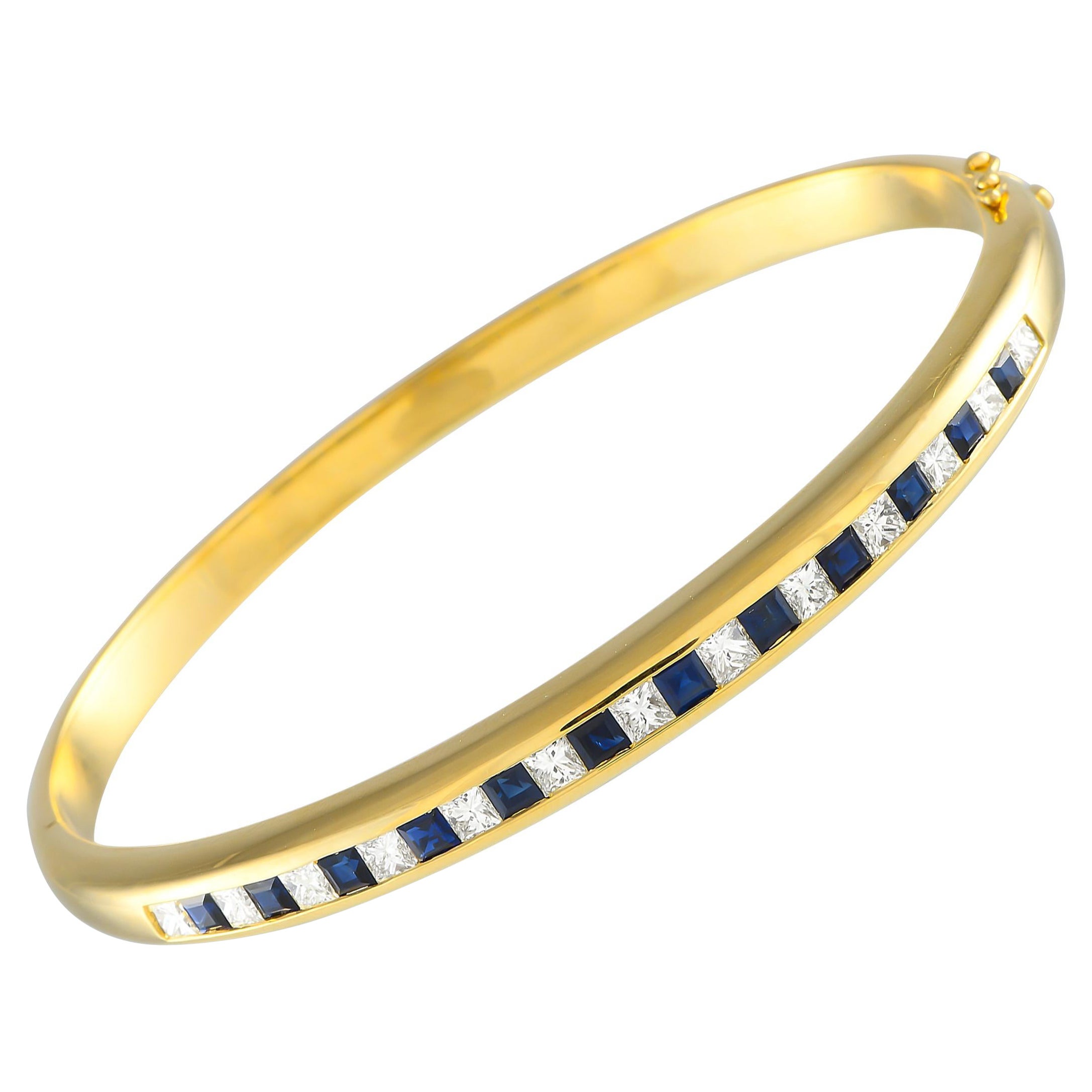 Bracciale in oro giallo 18K con diamanti e zaffiri da 1,50 carati