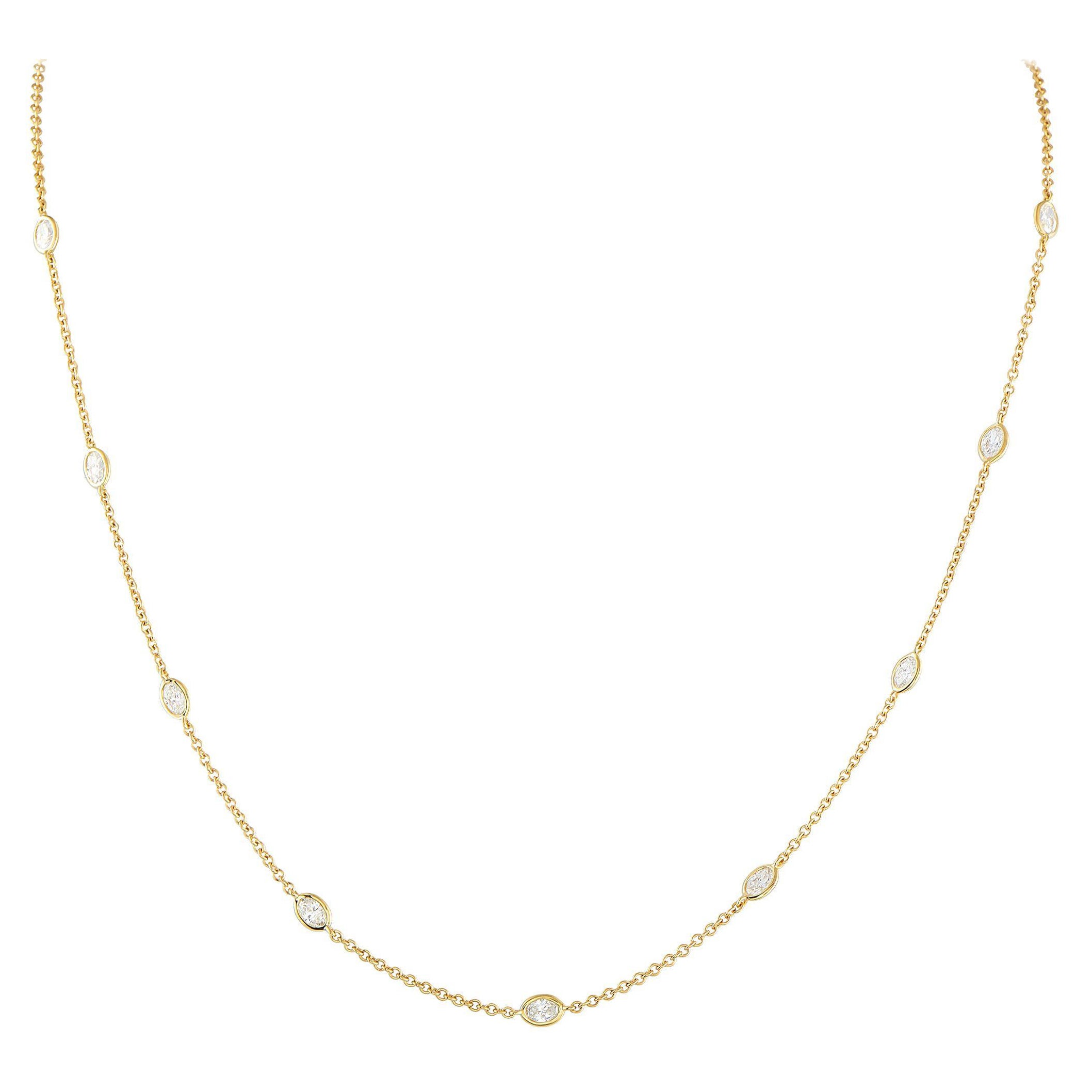Collier station en or jaune 18K avec 1,50 ct de diamant ANK-19986-1-Y