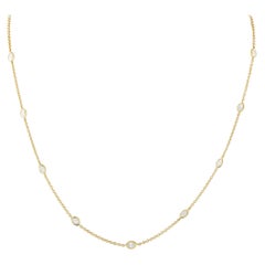 Collar de oro amarillo de 18 quilates con estación de diamantes de 1,50 ct ANK-19986-1-Y