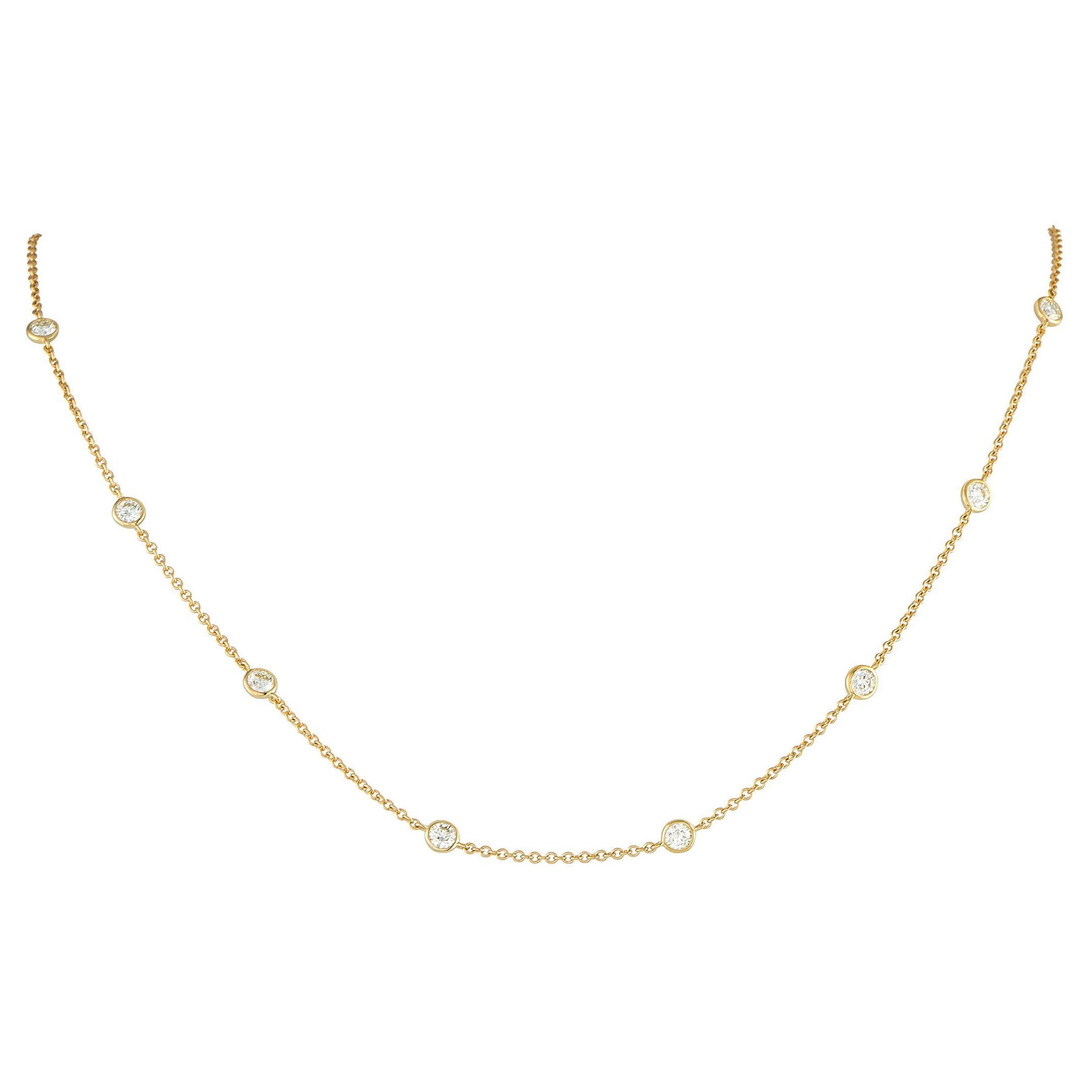 Collier station en or jaune 18K avec 1,50ct de diamant ANK-20146-Y
