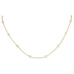 Collar de oro amarillo de 18 quilates con estación de diamantes de 1,50 ct ANK-20146-Y