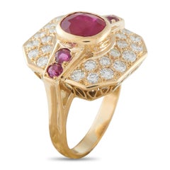 18K Yellow Gold 1.50ct Ruby Art Deco Ring MF34-031726