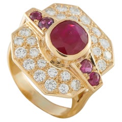 18K Yellow Gold 1.50ct Ruby Art Deco Ring MF34-031726
