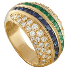 18K Gelbgold 1,51ct Diamant, Smaragd, und Saphir Ring MF18-022326