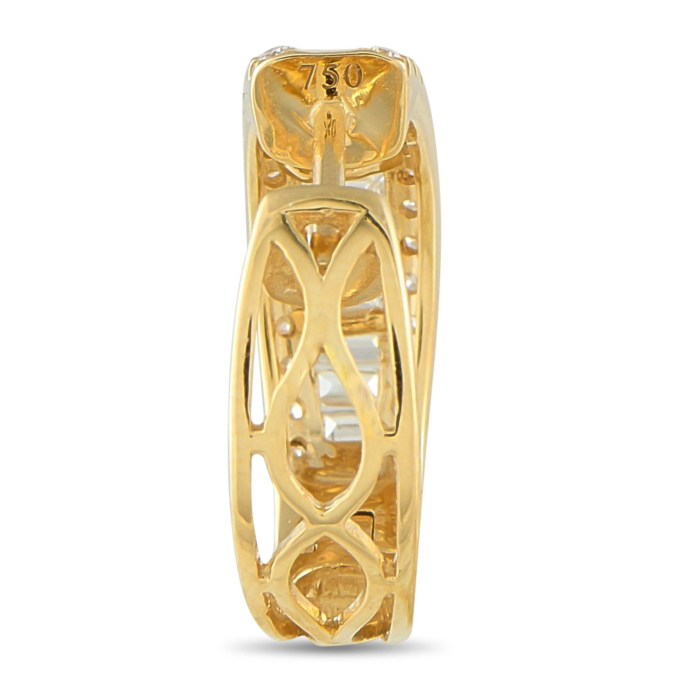 Taille mixte Boucles d'oreilles en or jaune 18K avec 1,55ct de diamant en vente