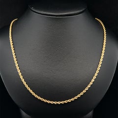 18k Yellow Gold 16" Rope Chain Link Necklace w/ Lobster Claw Clasp