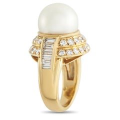 18K Yellow Gold 1.60ct Diamond and Pearl Ring MF13-050126