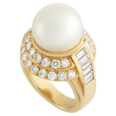 18K Yellow Gold 1.60ct Diamond and Pearl Ring MF13-050126