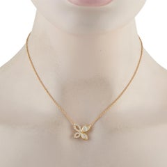 18K Yellow Gold 1.62ct Diamond Butterfly Necklace