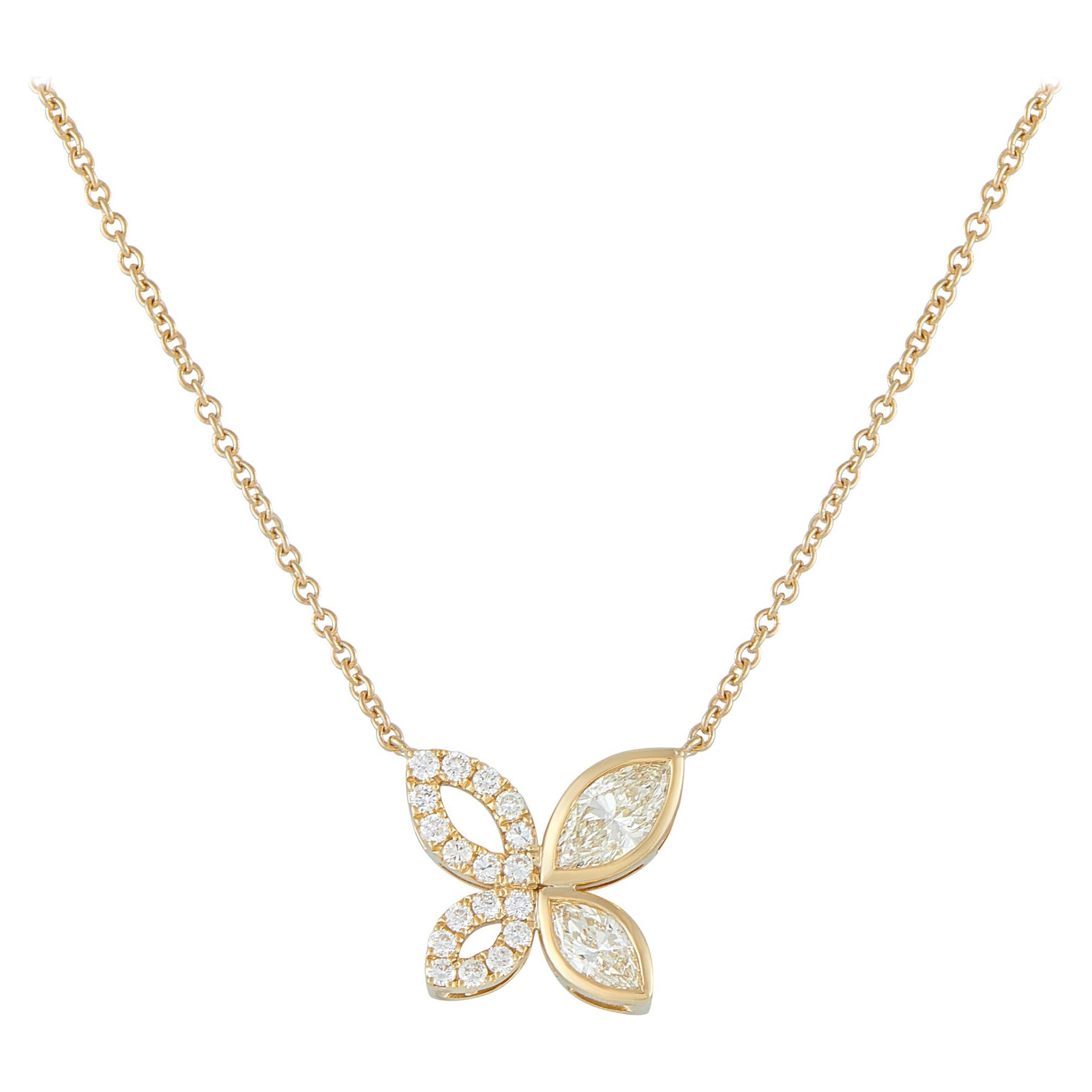 18K Yellow Gold 1.62ct Diamond Butterfly Necklace