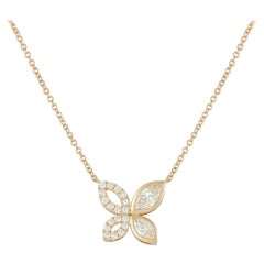18K Yellow Gold 1.62ct Diamond Butterfly Necklace