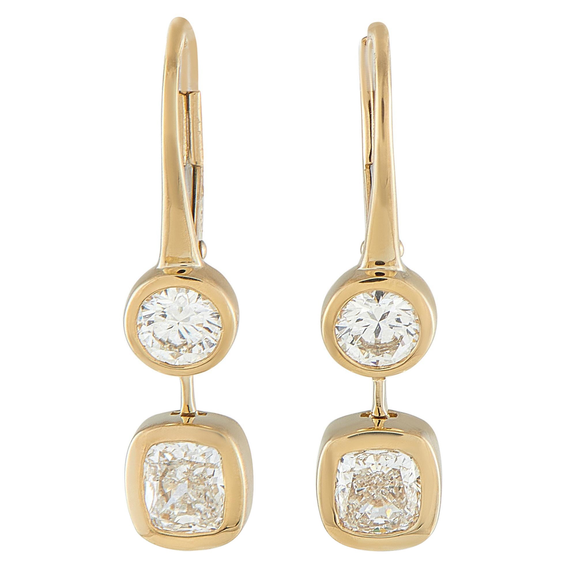 Pendientes de gota de oro amarillo de 18 quilates con diamantes de 1,63 ct AER-20603-Y