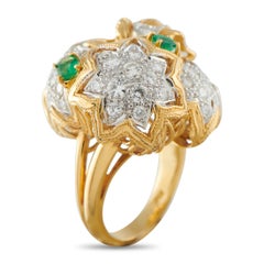 18K Yellow Gold 1.65ct Diamond and Emerald Ring MF13-011526