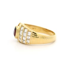 18k Yellow Gold 1.65ctw Oval Ruby & Diamond 9.1mm Wide Cocktail Band Ring