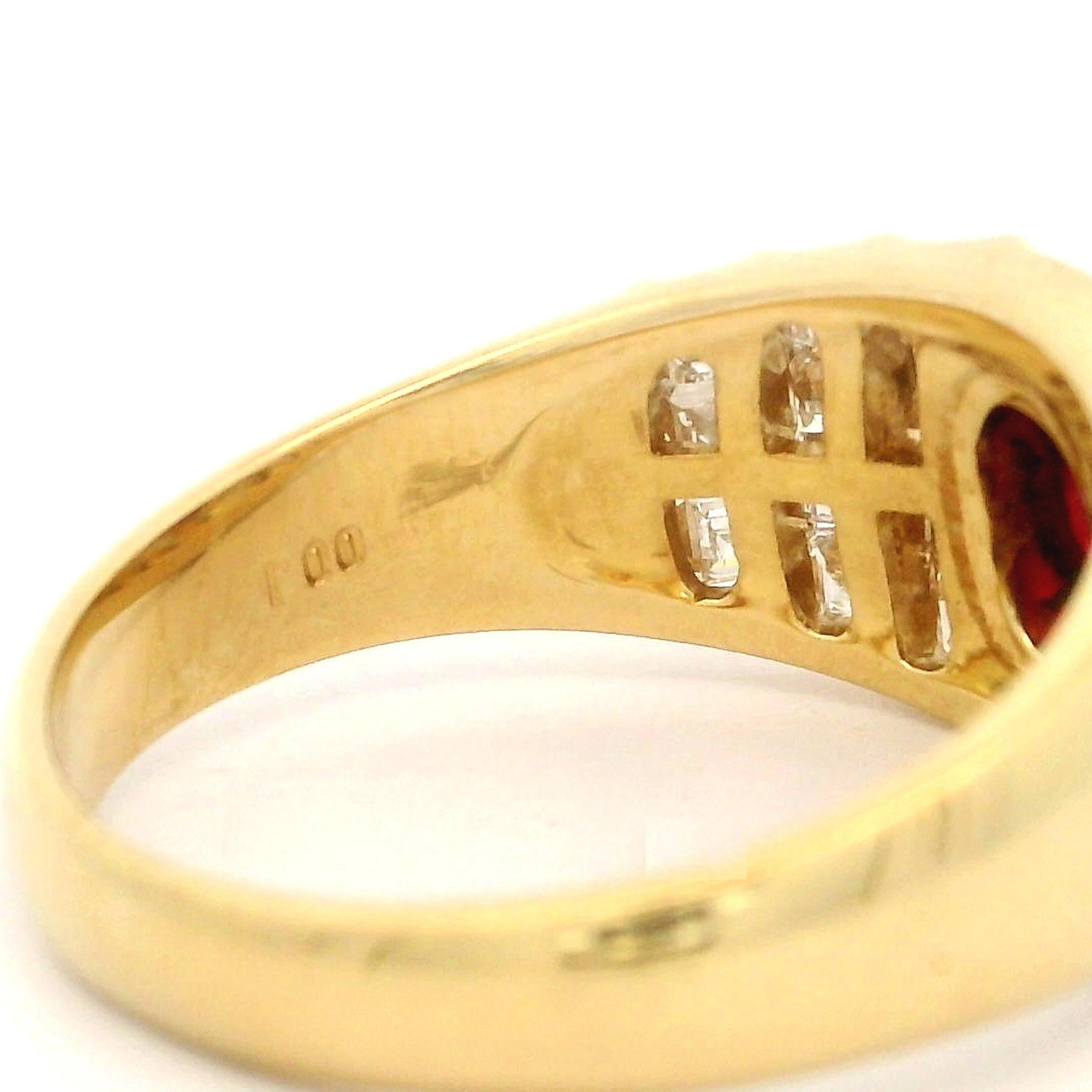 18k Yellow Gold 1.65ctw Oval Ruby & Diamond 9.1mm Wide Cocktail Band Ring For Sale 1