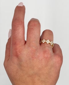 18K Yellow Gold 1.67 Carat Diamond Repeating Quatrefoil Eternity Ring