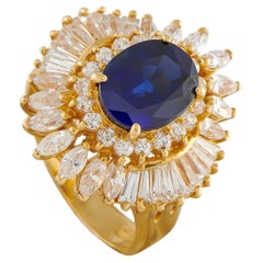 18K Gelbgold 1,68ct Diamant und Saphir Ring MF12-022426