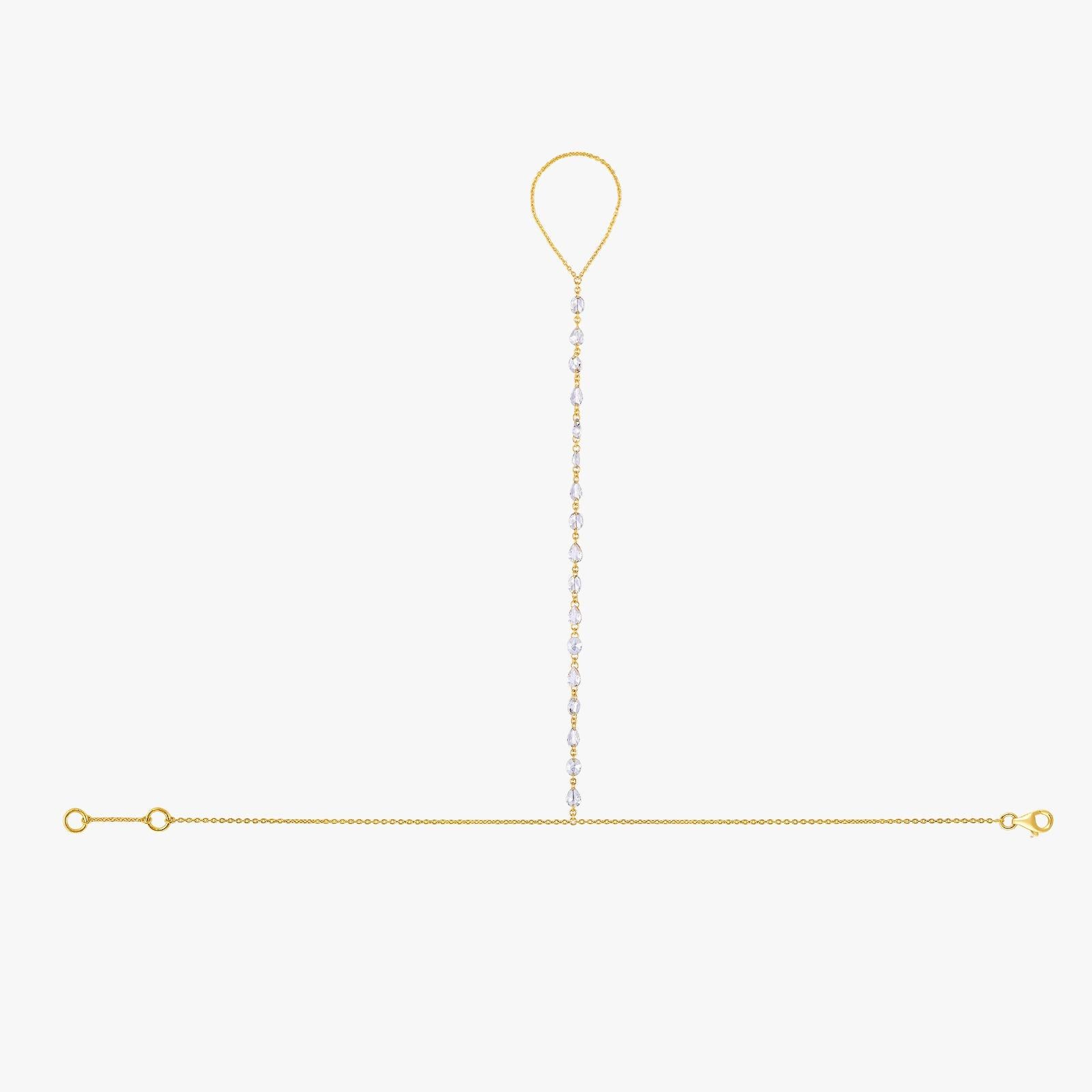 Modern Pear Shape 17 Diamonds 14K Gold Chain Bracelet For Sale