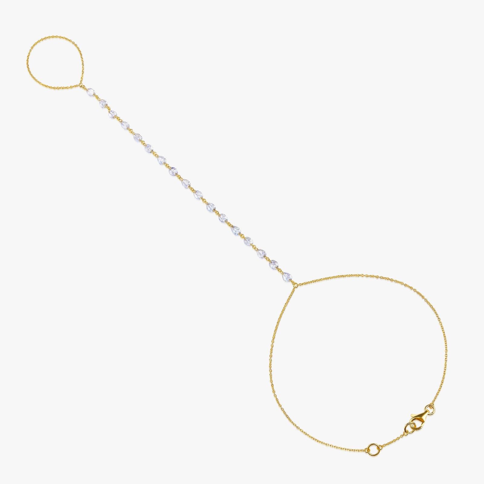 Pear Shape 17 Diamonds 14K Gold Chain Bracelet In New Condition For Sale In Los Angeles, CA
