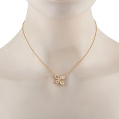 18K Yellow Gold 1.70 ct Diamond Asymmetrical Butterfly Necklace  ANK-20467-Y