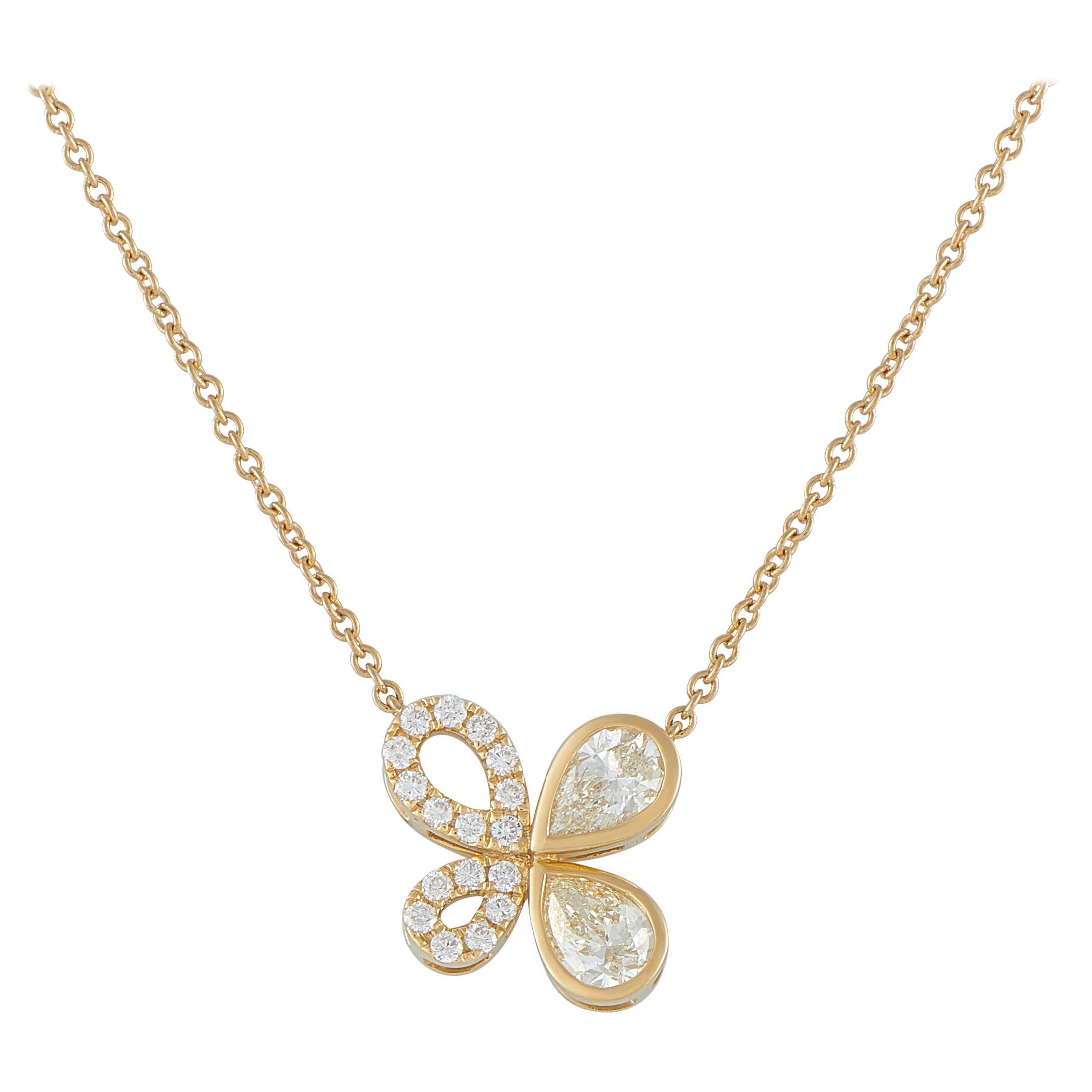 Collana a farfalla asimmetrica in oro giallo 18K con diamante da 1,70 carati  ANK-20467-Y