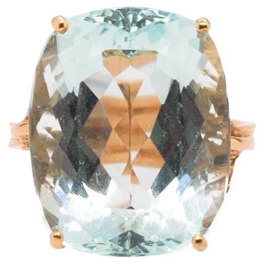 18k Yellow Gold 17.00 Carat Aquamarine Ring with Gia Report For Sale