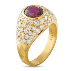 18K Gelbgold 1,70ct Diamant und Rubin Ring MF35-050726