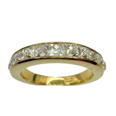 Anillo de oro amarillo de 18 quilates con 1,72 quilates de diamantes de talla francesa repuestos - Talla 6