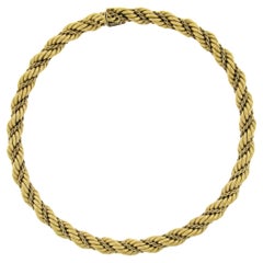 18 Karat Gelbgold 17,5" 10,3 mm Breite strukturierte, umwickelte Seil Gliederkette Halskette