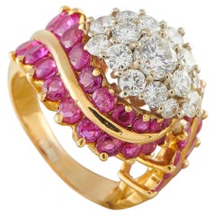 Cocktailring aus 18 Karat Gelbgold mit Diamanten (1,75 Karat) und Rubinen, MF33-062526