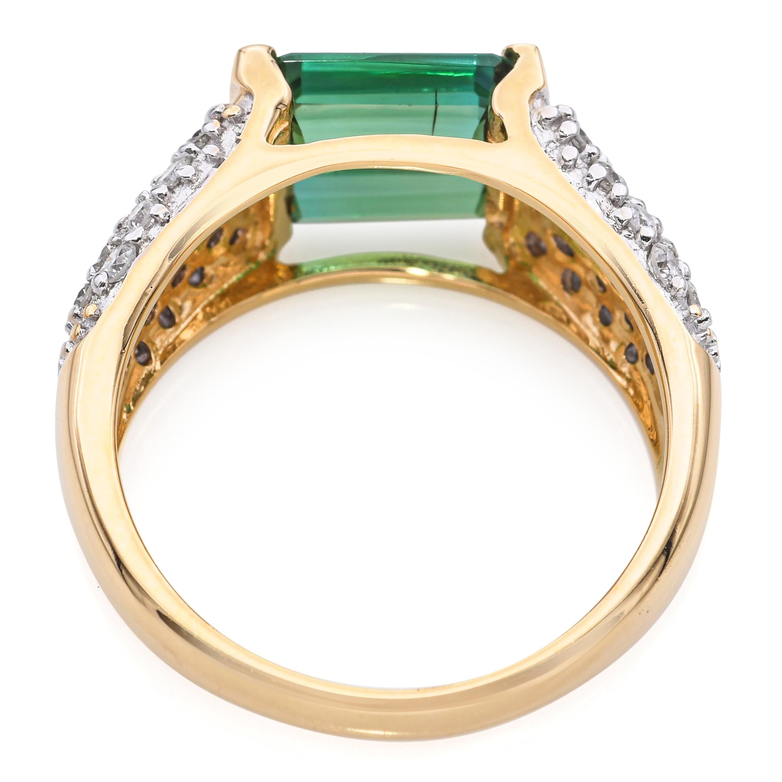 Bague en or jaune 18k 1.75tcw Tourmaline et diamant Pour femmes en vente