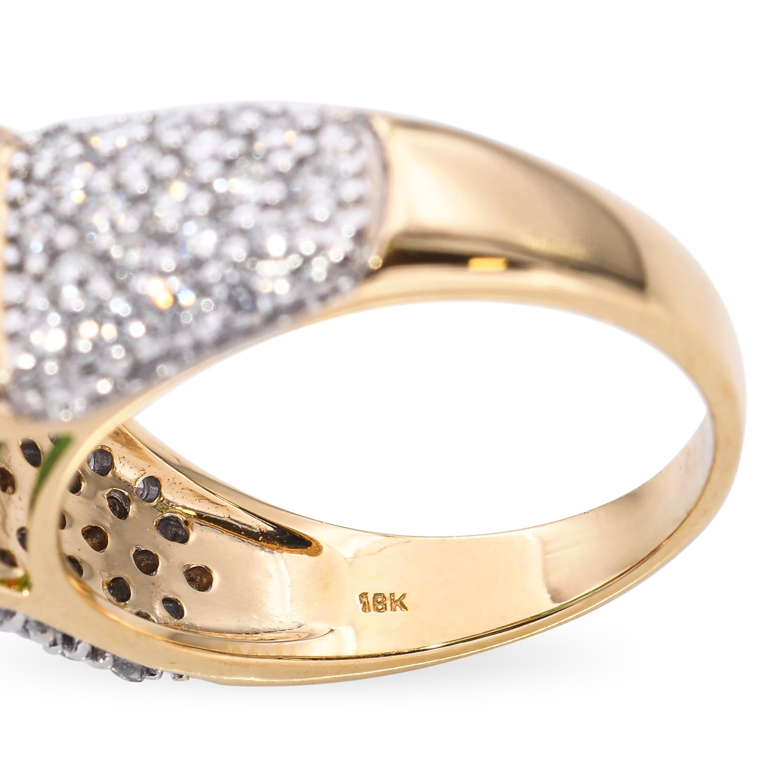 Bague en or jaune 18k 1.75tcw Tourmaline et diamant en vente 2