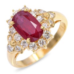18k Yellow Gold 1.79ct Mozambique Ruby & Diamond Ring