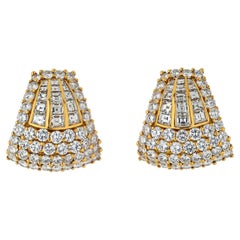 18K Yellow Gold 18.00cttw Round And Asscher Cut Diamond Earrings