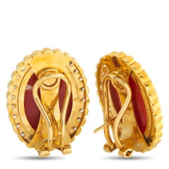 Pendientes de oro amarillo de 18 quilates con diamantes y coral de 1,80 ct MF51-020326