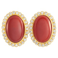 Pendientes de oro amarillo de 18 quilates con diamantes y coral de 1,80 ct MF51-020326