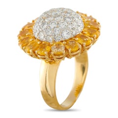 18K Yellow Gold 1.80ct Diamond and Sapphire Sunflower Ring MF20-021826