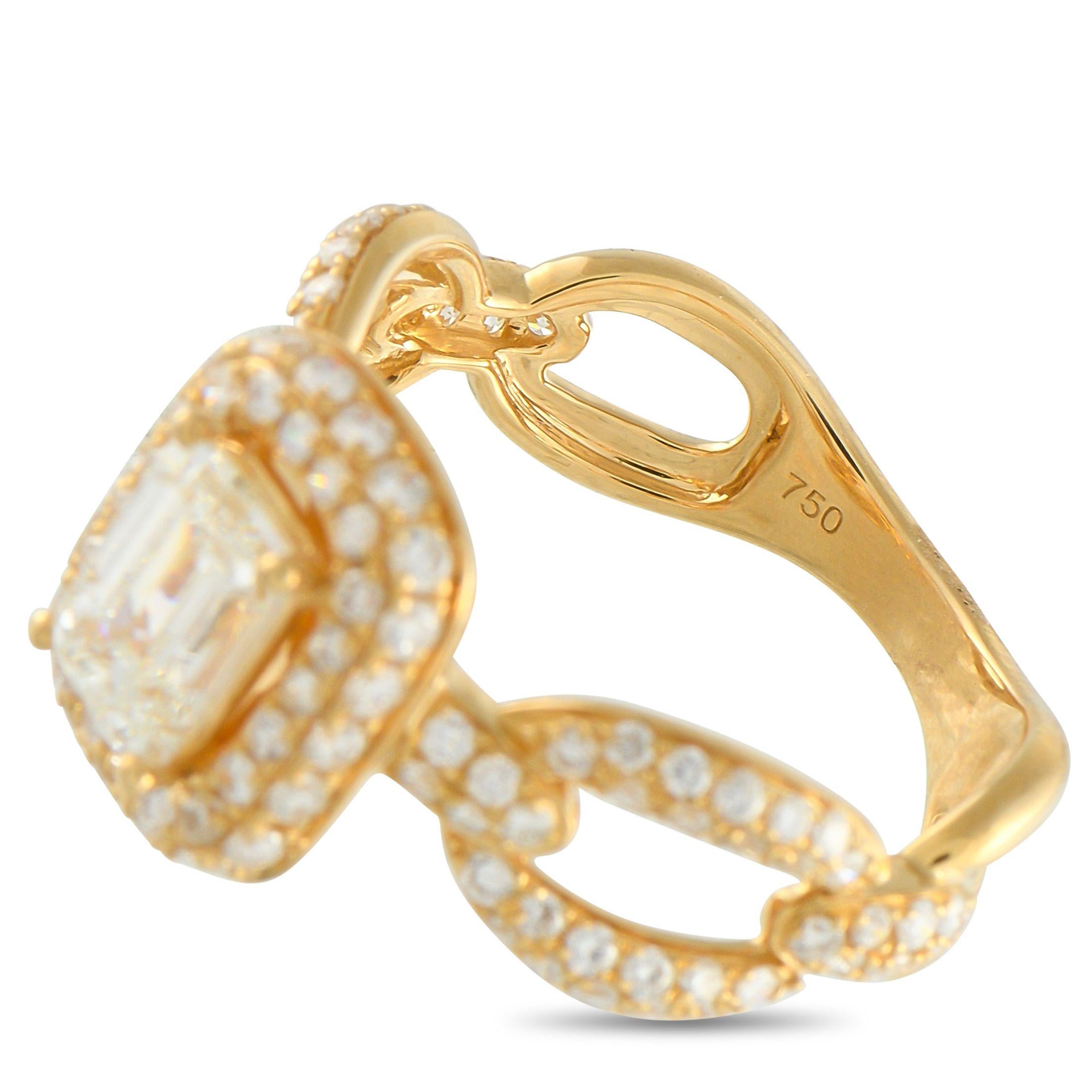 Bague à maillons en or jaune 18K avec diamant ovale de 1,80ct Neuf - En vente à Southampton, PA