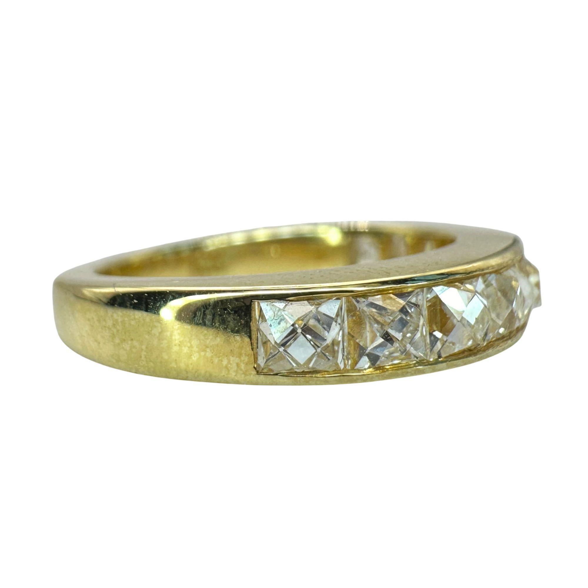 18K Yellow Gold 1.81 Carat Repurposed French Cut Diamond Band - Size 5 In Good Condition For Sale In New York, NY