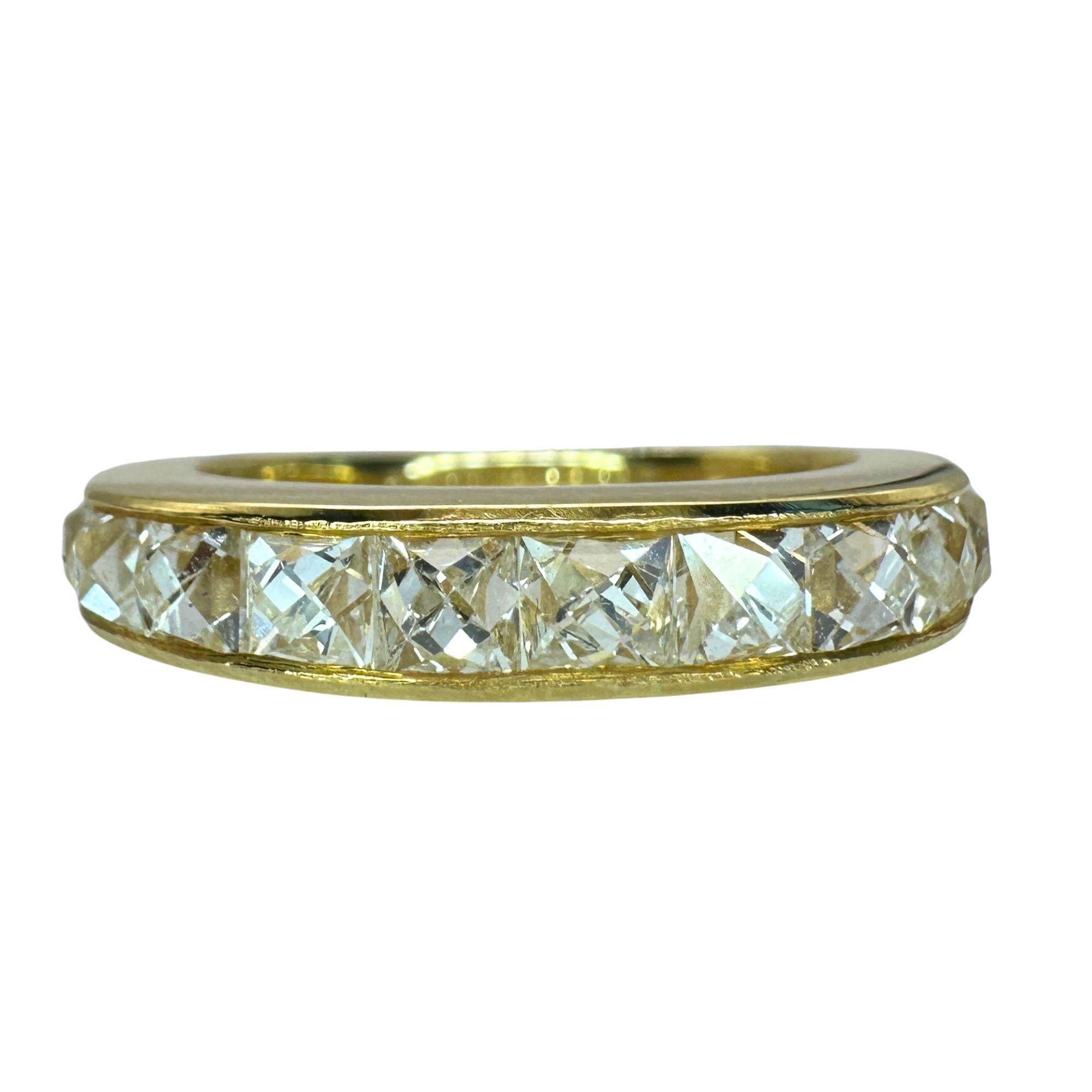 18K Yellow Gold 1.81 Carat Repurposed French Cut Diamond Band - Size 5 For Sale 2